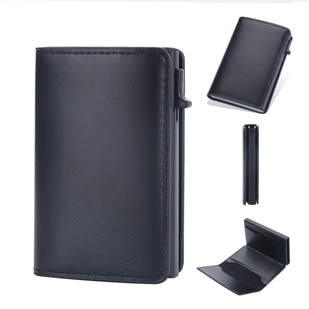 Pince à cartes anti-démagnétisation en cuir Crazy Horse pour hommes