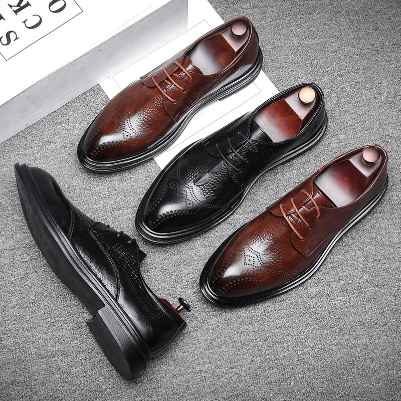 Zapatos de cuero de negocios para hombres Brogue Ropa formal Informal de negocios