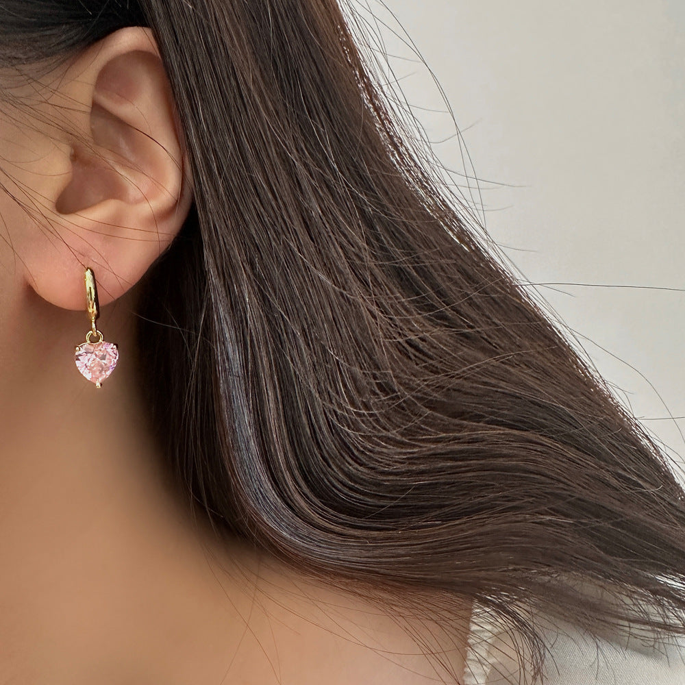 Dopamine haute qualité amour conception Zircon Niche Simple tout-match boucles d'oreilles femme
