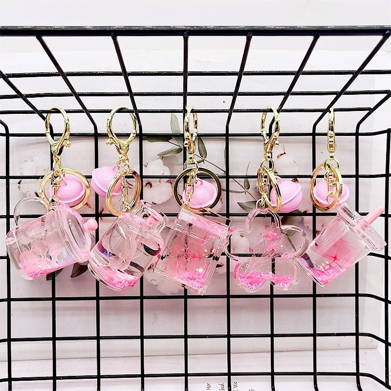 Porte-clés créatif en acrylique, huile de fleurs séchées, huile liquide préservée, sable mouvant, sac à main