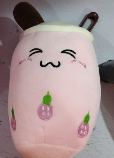 Peluche de boisson aux fruits, mignonne, douce, fraise, lait, thé, tasse de thé Boba, jouet bulle de thé, oreiller, coussin, cadeau pour enfants