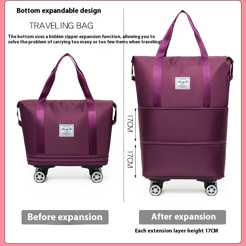 Bolsa de viaje de gran capacidad extendida de doble capa, separación en seco y húmedo, paquete de maternidad ligero, asa cubierta