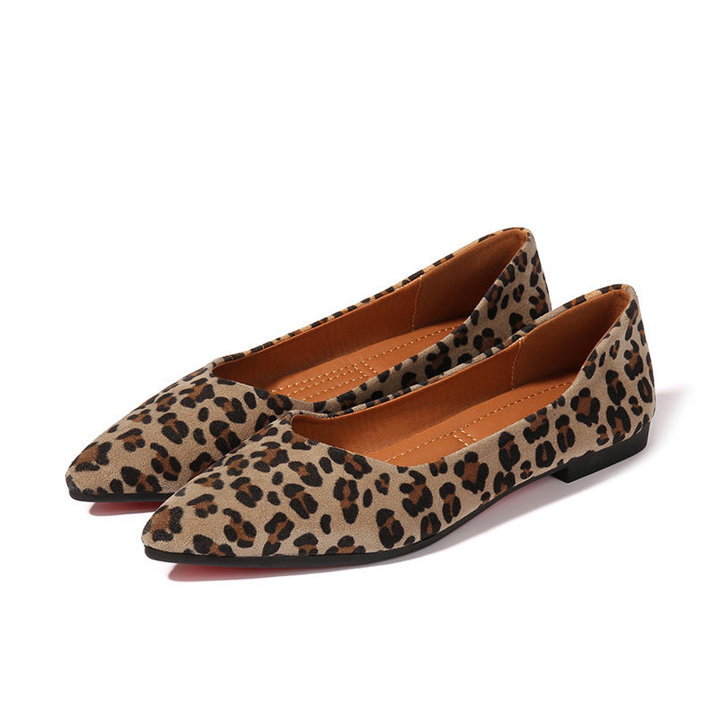 Chaussures à semelle souple et pointues, Vintage, imprimé léopard, à la mode, assorties avec tout, pour femmes