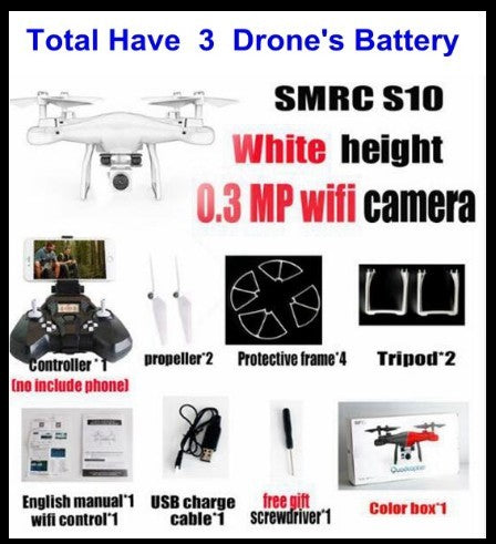 Promotion des ventes WiFi 2MP caméra avec S10 SMRC FPV quadrirotor Drone hélicoptère UAV Micro télécommande jouet RACER KIT avion