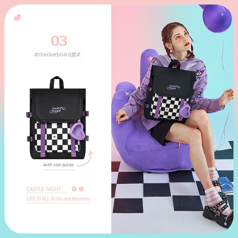 Sac à dos pour fille, cartable à rabat de grande capacité