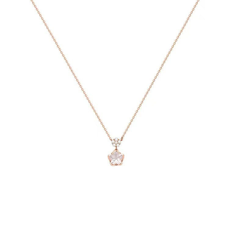 Niche irrégulière gravier coupe Unique cristal fleur de cerisier tempérament fleur de pêche pendentif clavicule collier