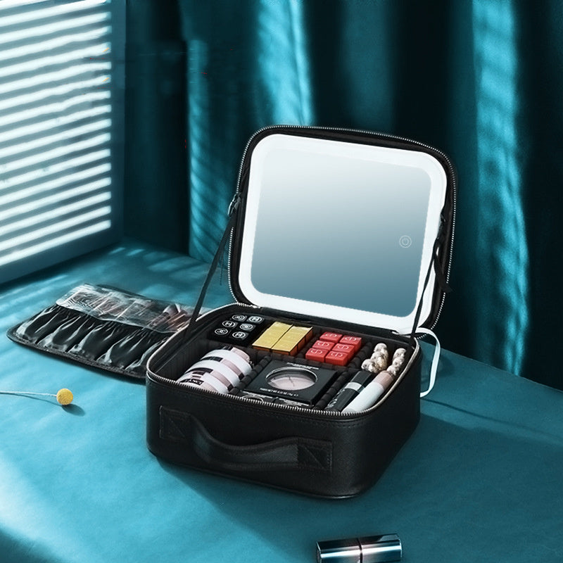 Bolsa de almacenamiento de cosméticos de gran capacidad con luz