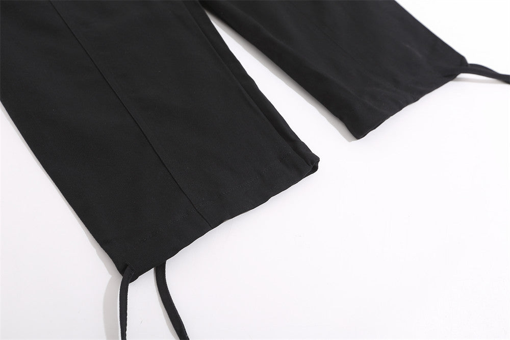 Men's American-style Multi-pocket Solid Color Straight-leg Trousers