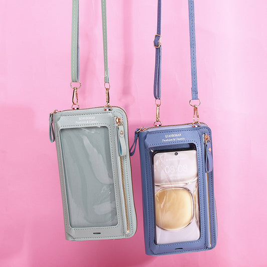 Sacs à bandoulière transparents pour téléphone portable à écran tactile, antivol, multifonctionnel, Long portefeuille à fermeture éclair