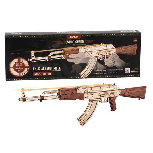 Rokr – fusil automatique AK-47, cadeau pour garçons, pistolet Puzzle en bois, modèle à Double tir