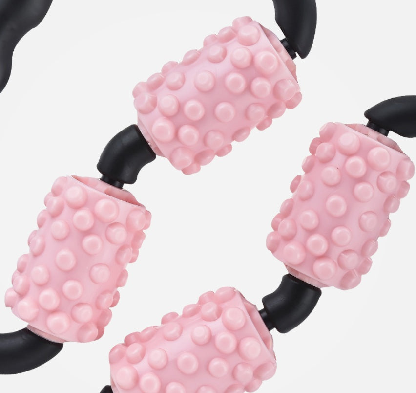 Masseur musculaire multifonctionnel, rouleau de Relaxation, anneau de serrage, Yoga, façonnage du corps, appareil de Fitness à 4 roues pour le sport