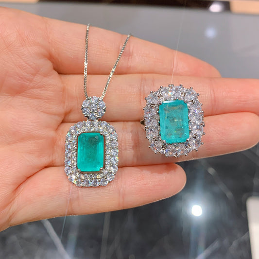 Women's Pendant Necklace With Cotton Imitation Natural Palaiba Full Diamond Ring