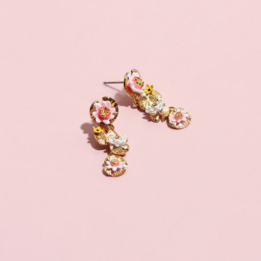 Boucles d'oreilles Feuille de Lotus Nénuphar