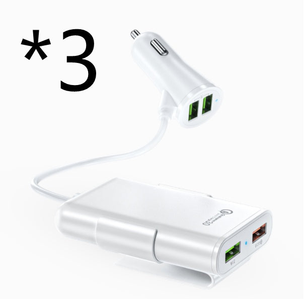 Compatible con el cargador de coche del asiento trasero QC3.0 2.4A3.1A 4 USB con cable un clip