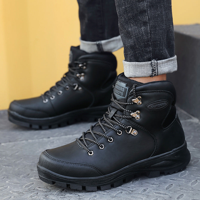 Chaussures d'hiver de grande taille pour hommes, bottes montantes en coton et velours pour garder au chaud