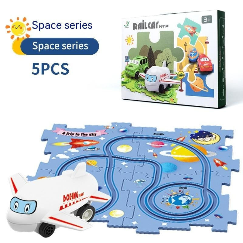 Puzzle pour enfants, vitesse de chemin de fer électrique, assemblage de voiture électrique automatique, scène de ville, Construction, jouet éducatif, cadeau