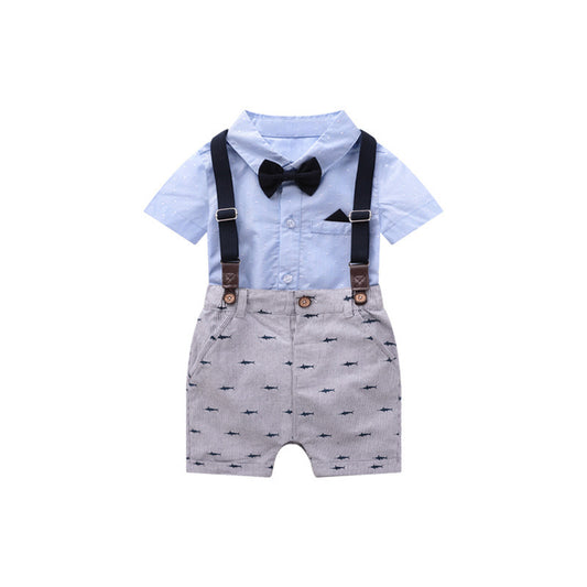 Costume d'été à manches courtes pour bébé garçon, salopette britannique
