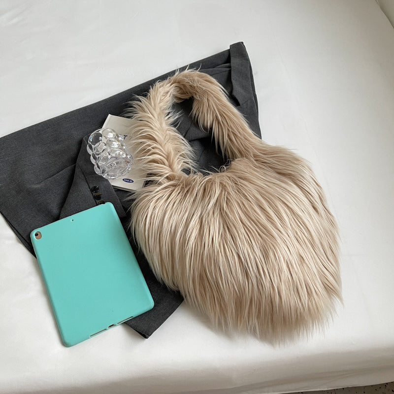 Sacs à bandoulière en peluche sous les aisselles d'hiver, grande capacité, sac cœur personnalisé, sacs à main de luxe pour femmes, haute qualité, cadeau de saint valentin