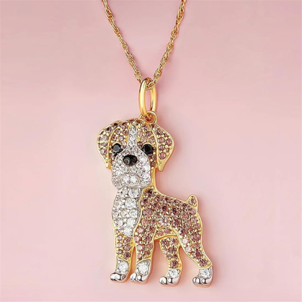 Cute Boxing Dog Pendant Necklace Environmental Protection