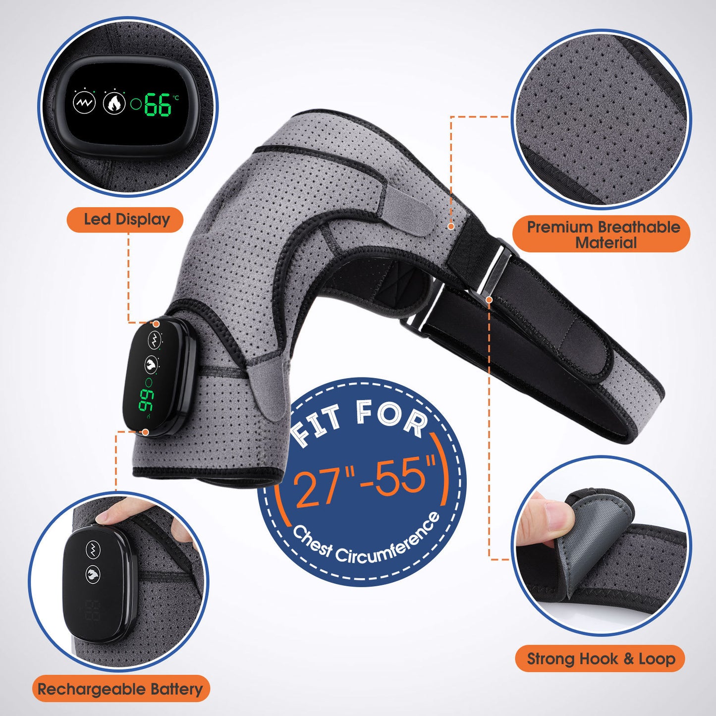 Hombrera con calefacción eléctrica conveniente recargable por USB