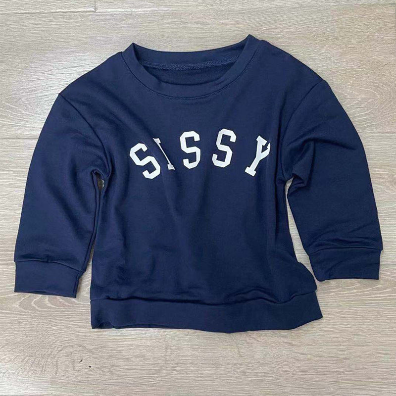 Pull-over décontracté avec lettres imprimées pour enfants, sweat-shirt pour enfants