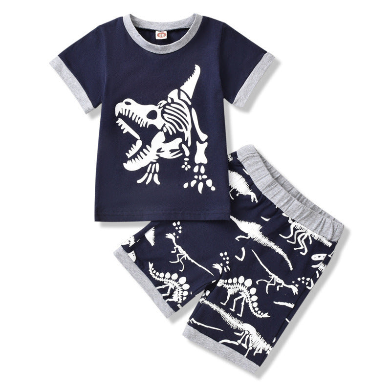 Vêtements d'été pour enfants dinosaures à manches courtes