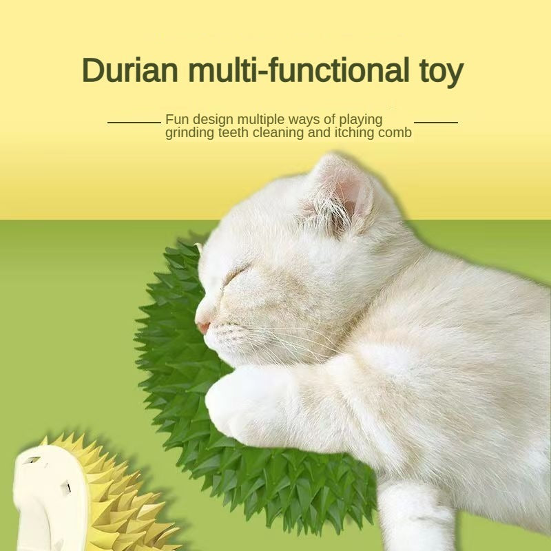 Brosse pour chat en durian, auto-toiletteur pour chien et chat, peignes de massage pour coins muraux, molaires en forme de durian, jouets pour manger lentement, outil de massage multifonctionnel pour animaux de compagnie, dents propres, jouets sains