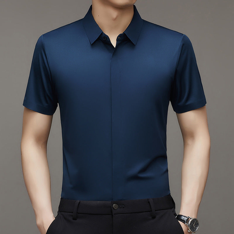 Pure Color Seamless Men's Shirt Business Casual