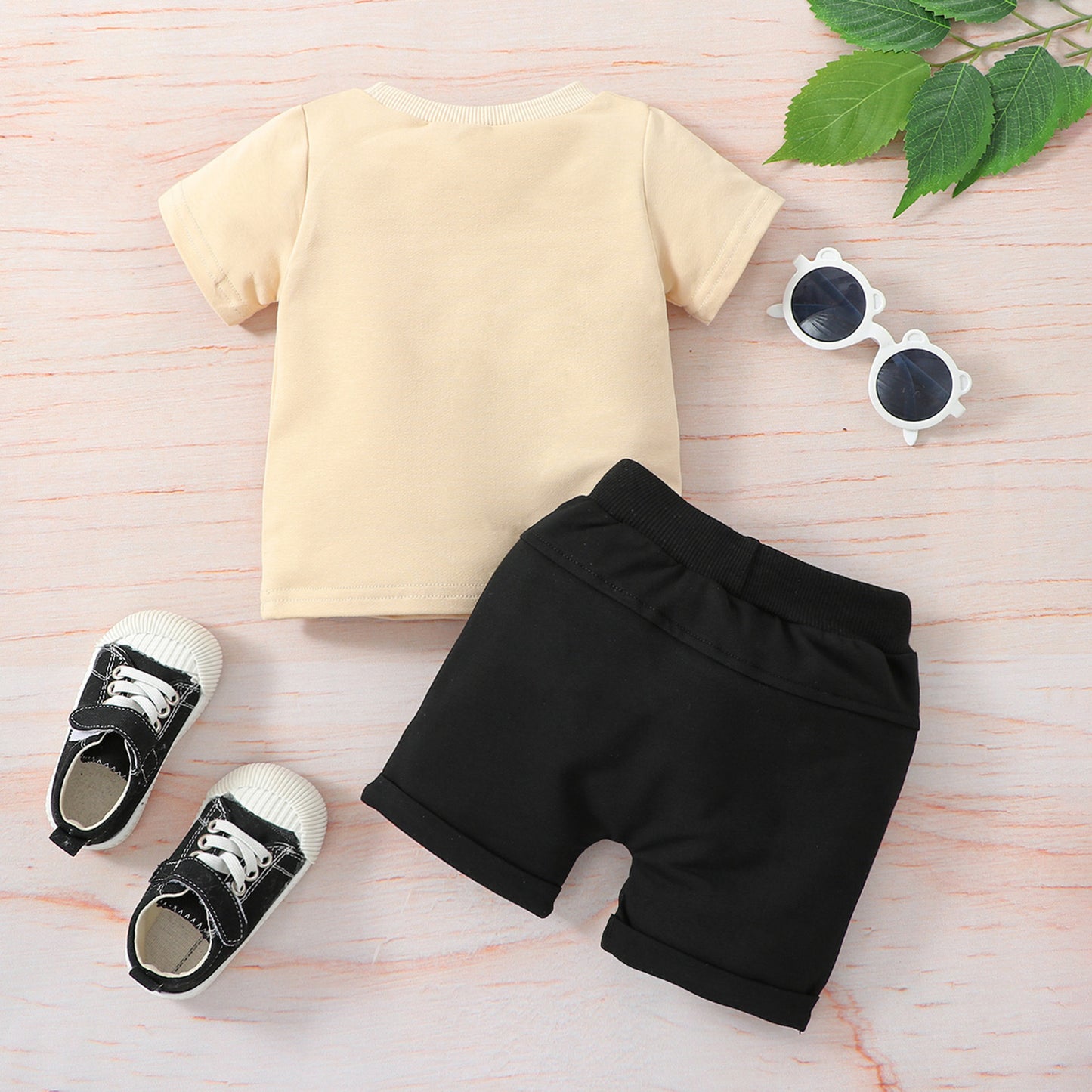 Vêtements de printemps et d'été pour bébé, vêtements de Style occidental, chemise avec lettres imprimées, short de couleur unie