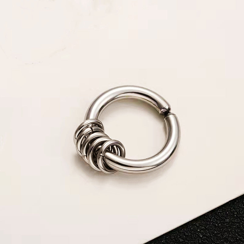 Clips para las orejas de acero de titanio sin dolor para hombres y mujeres, cinco anillos que combinan con todo