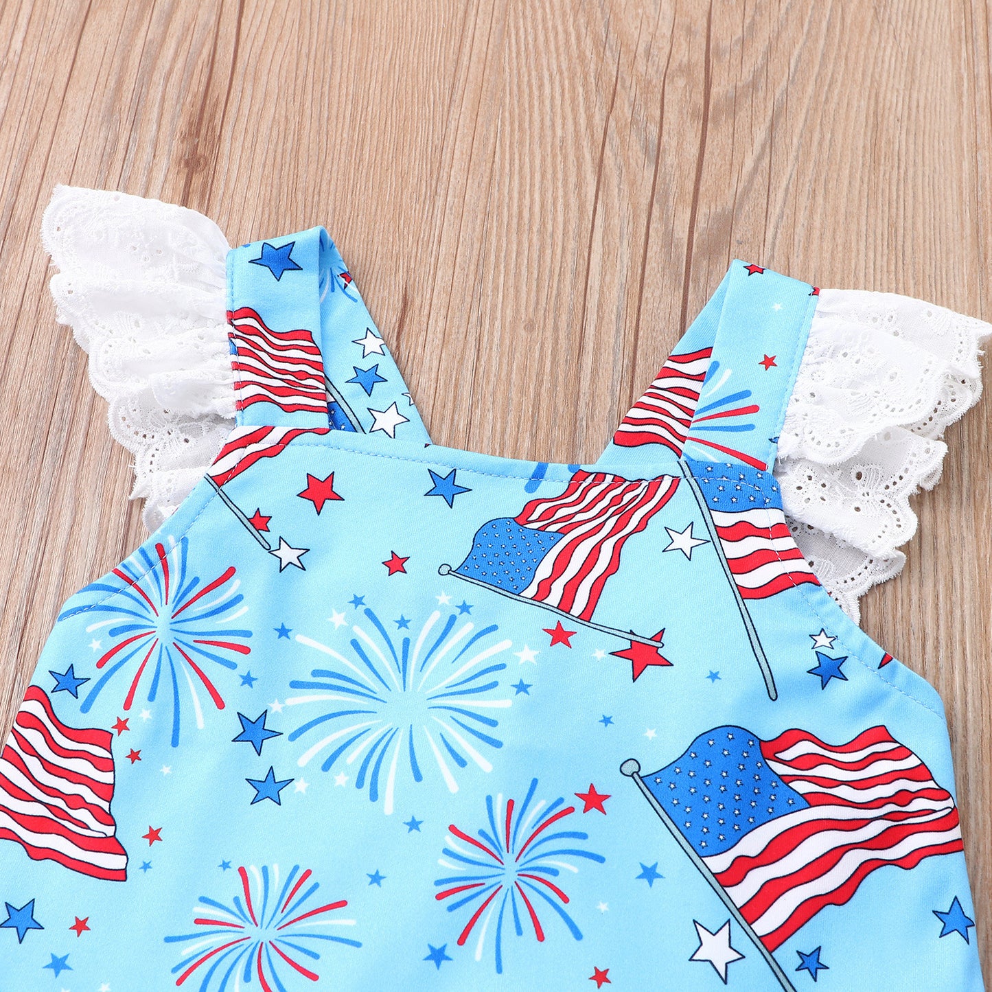 Vestido de verano sin mangas con bandera de fuegos artificiales para niños