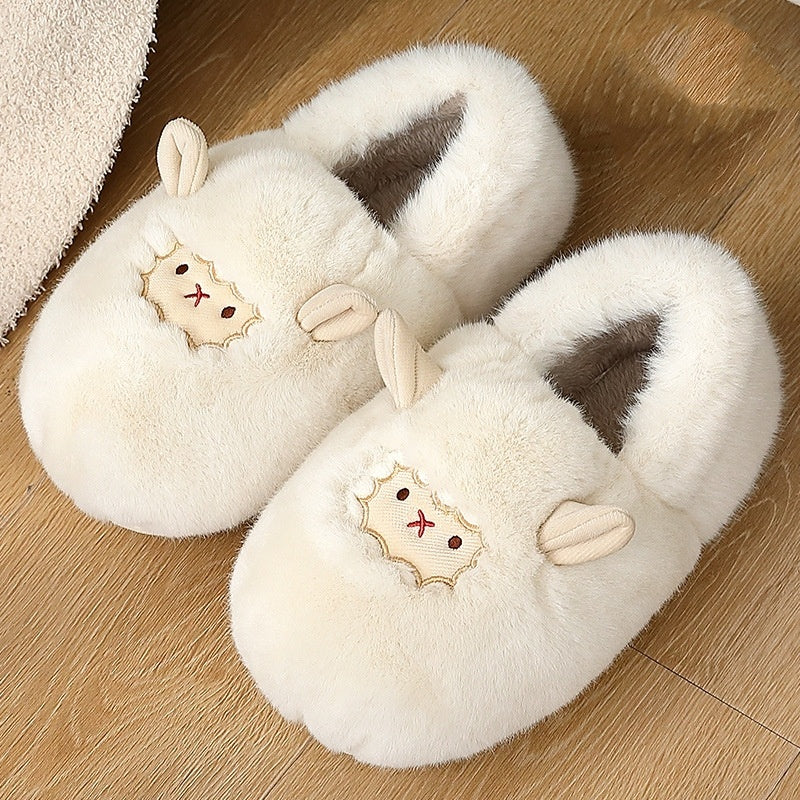 Pantoufles d'hiver chaudes en coton pelucheux pour Couple, chaussures de Confinement