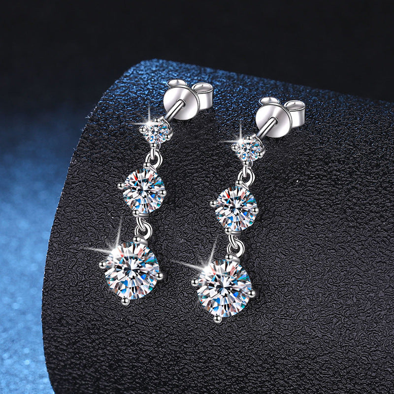 Boucles d'oreilles en argent Sterling S925, pompon Moissanite