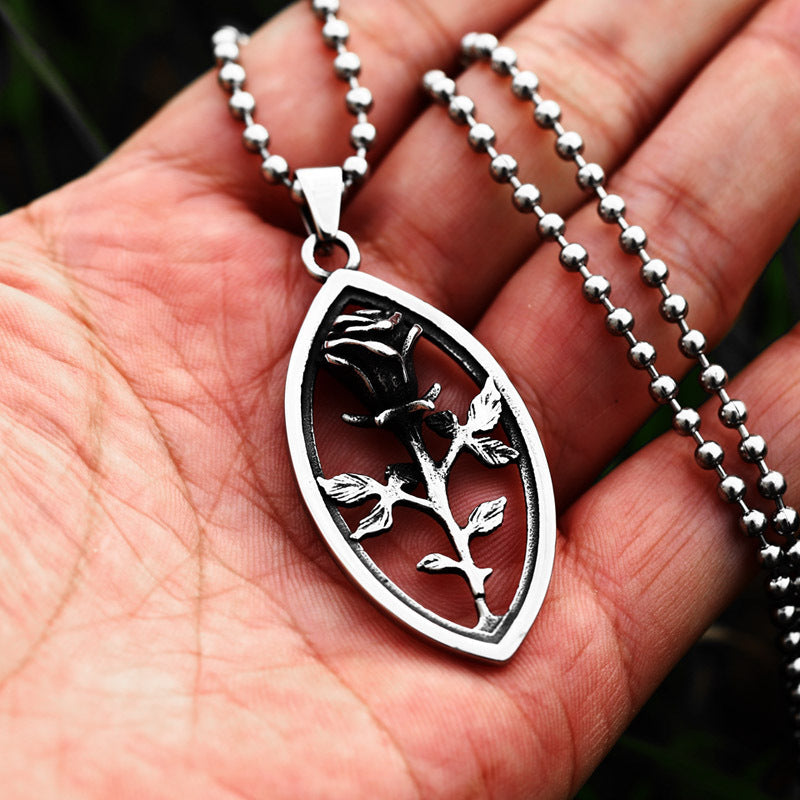Pendentif en acier titane motif Rose creuse, mode Simple en acier titane pour hommes et femmes, accessoires en acier inoxydable
