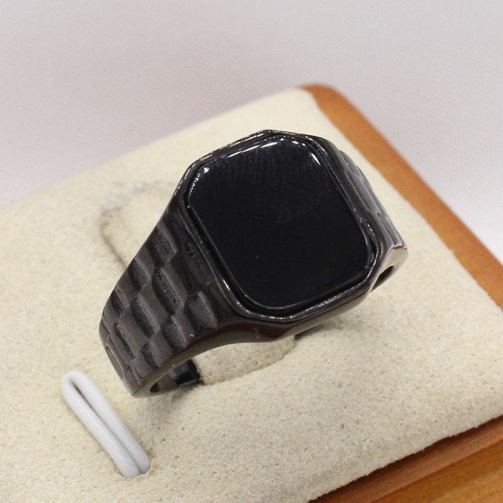 Fashion Simple Men's Gem Titanium Steel Ring