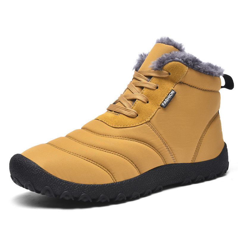 Chaussures en coton grande taille, bottes de neige chaudes et décontractées à fond plat, doublées de polaire