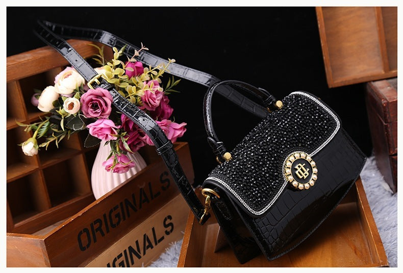 Mode nouveau sac à bandoulière portable en cuir verni diamant