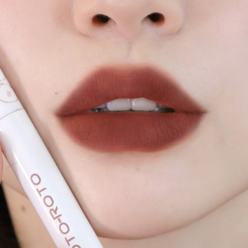 Laca de labios ROTO Matte Air Bear Lip Mud Lip Gloss Lápiz labial Maquillaje Mujer Sin manchas en la taza