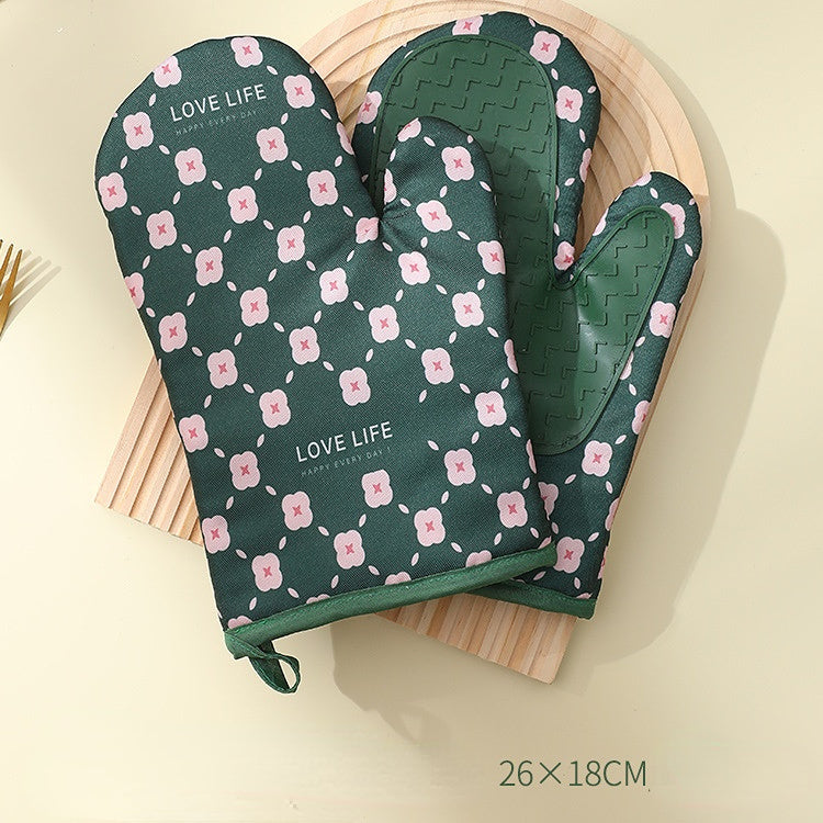 Antiescaldado Microondas Algodón Antideslizante Aislamiento Guantes Horno Mitones Cocina Resistente al calor Algodón espesado Aislamiento térmico Microondas Horno Horno Anti escaldado Guantes para el hogar Herramientas para hornear
