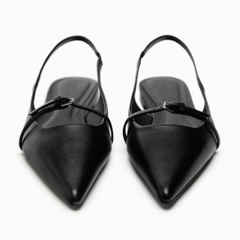 Women's Fashion Pointed Toe Toe Cap Strap Empty French Sandals
