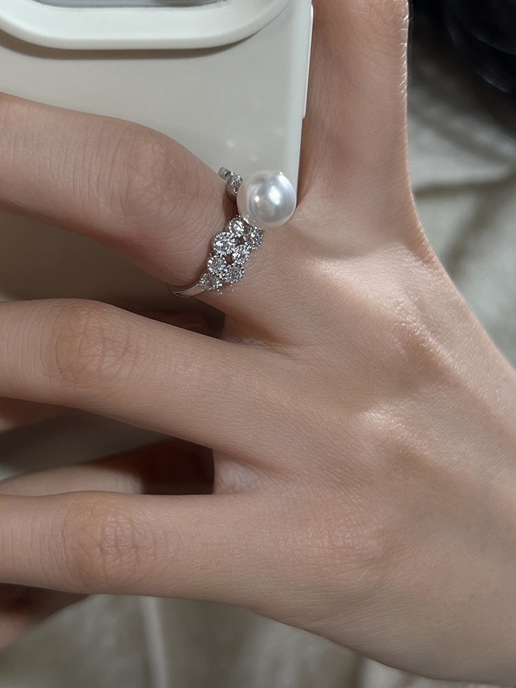 Bague de luxe en perles de Zircon Ins Light