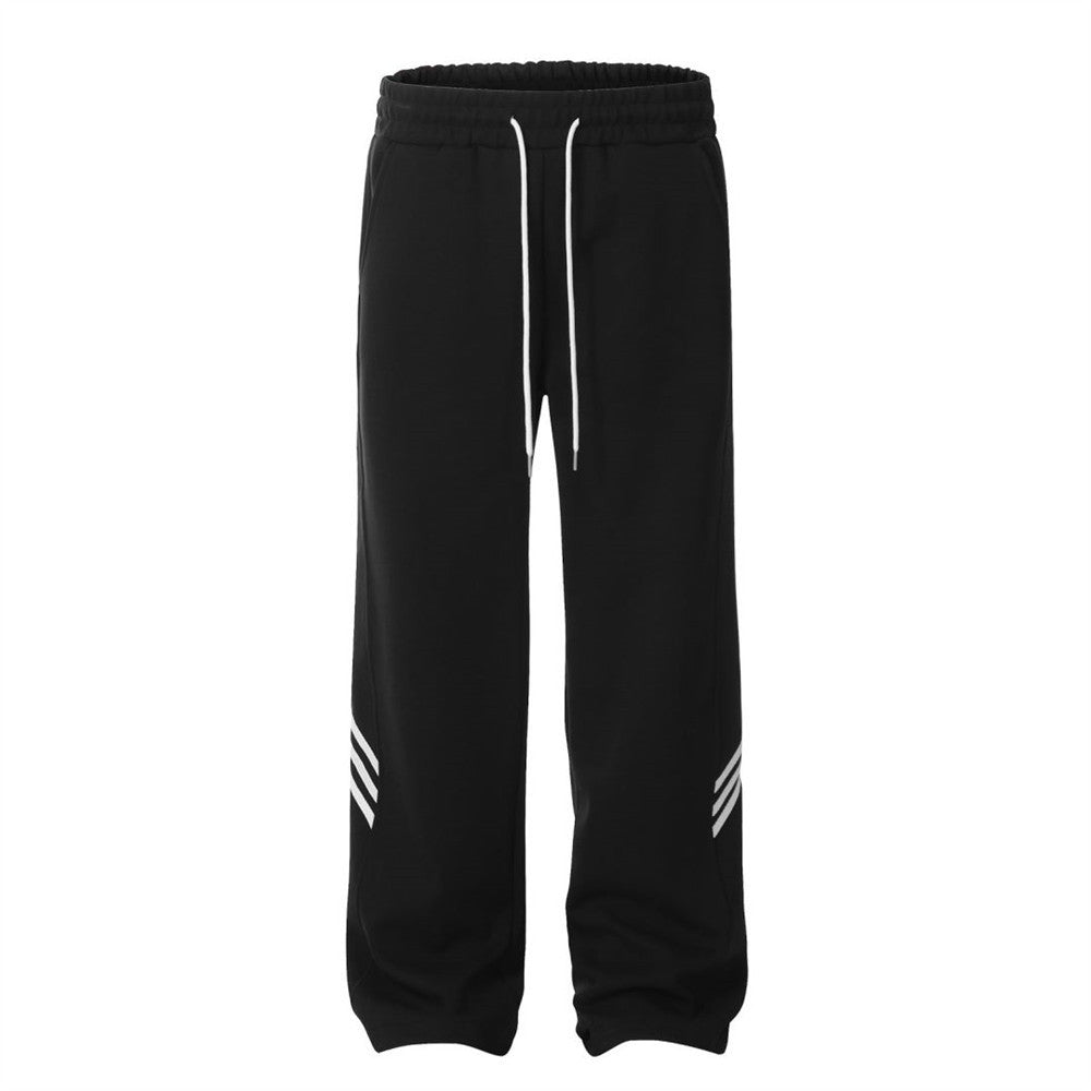Men's Side Stripe Stitching Loose Straight Trousers With An Elasticated Waist
