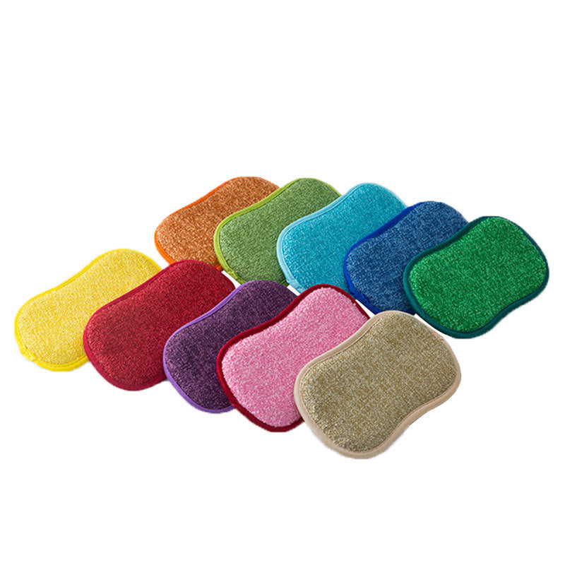 Éponge magique de nettoyage de cuisine Double face, microfibre antiadhésive, pièces de cuisine, bol de lavage et outils de casserole