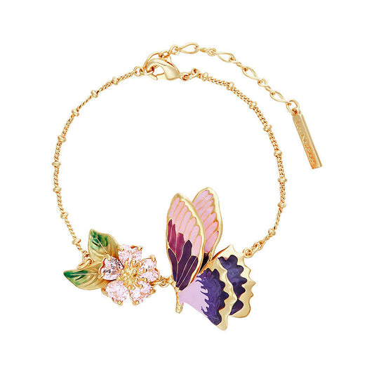 Collier de boucles d'oreilles plaqué or et émail série papillon colombe blanche