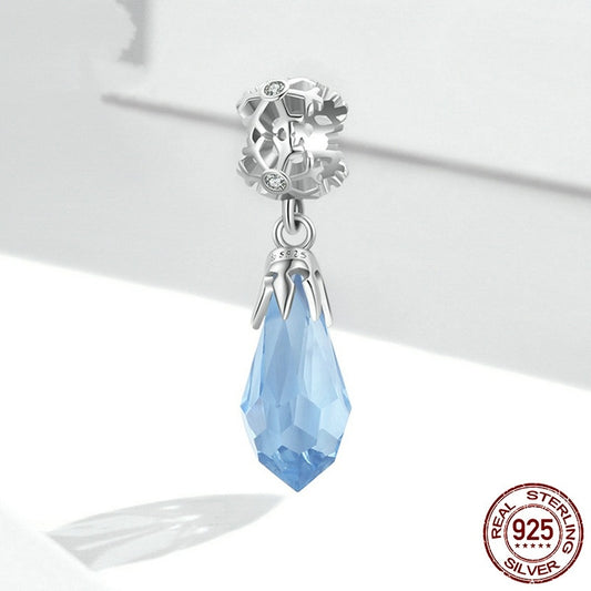 S925 Sterling Silver Snowflake Ice Crystal Pendant