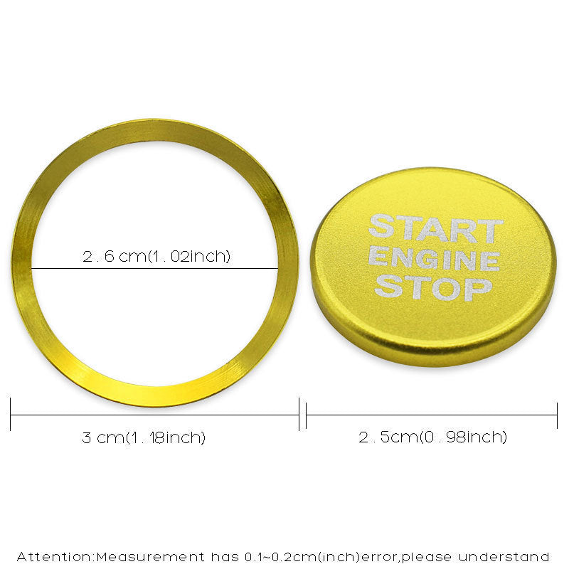 Car Interior Decoration One-key Start Decoration Sticker Key Cover Start Aluminum Alloy