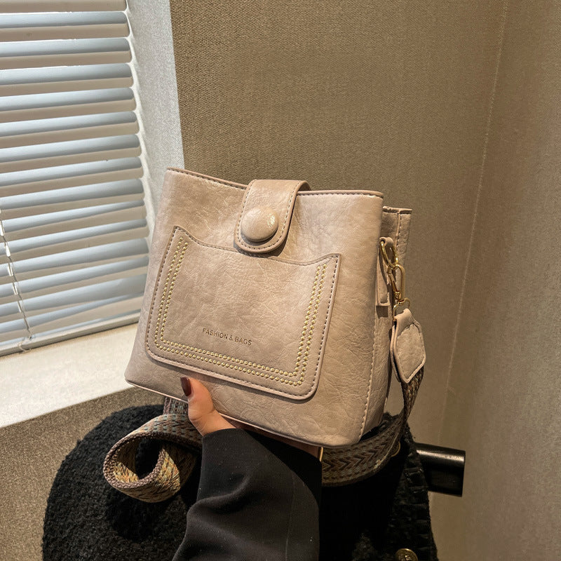 Sac messager à bandoulière avec ruban élargi de couleur rétro pour femmes