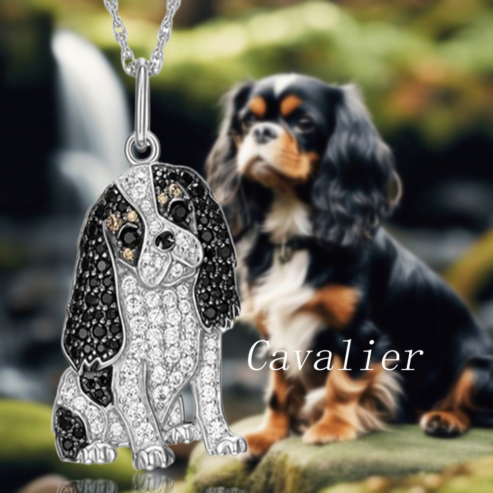 Collier pendentif mignon chien chevalier