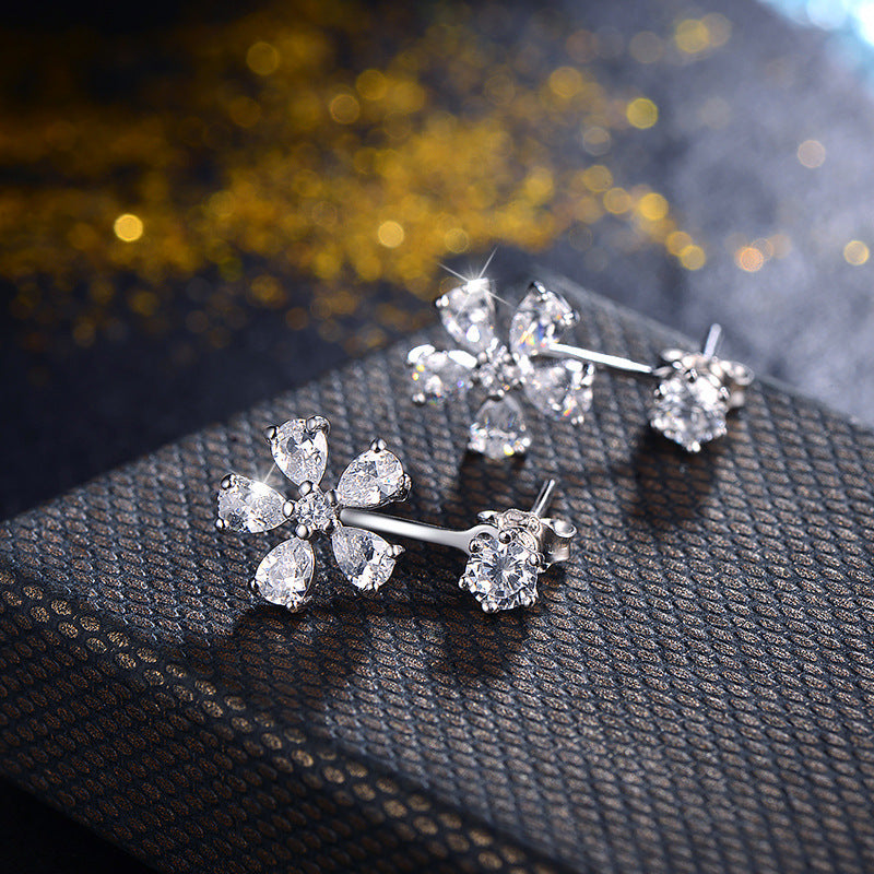Clous d'oreilles pour femmes Clous d'oreilles en zircon fleur