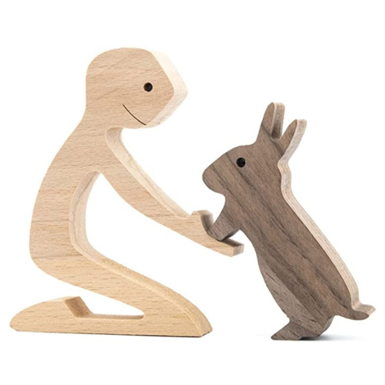 Figurine de chien en bois à faire soi-même, Sculpture de décoration de maison, un homme et un chien, Sculpture en bois, cadeaux de noël, modèle de décoration
